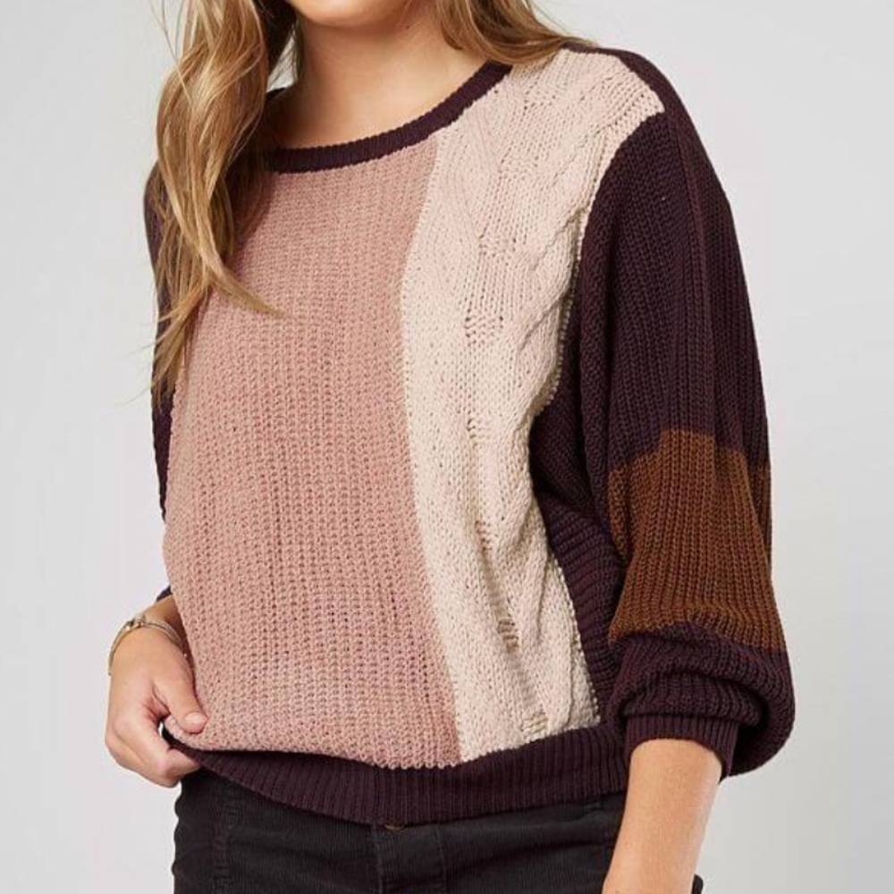 Gimmicks Pink & Brown Colorblock Sweater